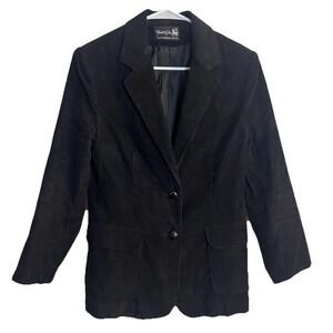 Vintage Hunter's‎ Glen Black Corduroy Blazer Women's 12 Jacket RN52633 80s 90s